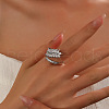 Brass Micro Pave Cubic Zirconia Adjustable Cuff Rings for Women RJEW-B127-01P-2