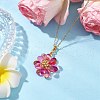 7Pcs 7 Colors Flower Handmade Glass Seed Beaded Pendant Necklaces NJEW-MZ00096-4