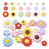 Beadthoven 19Pcs 19 Styles Flower Food Grade Eco-Friendly Silicone Focal Beads SIL-BT0001-05-10