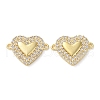 Rack Plating Brass Cubic Zirconia Heart Connector Charms KK-C084-08D-G-1