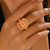Geometric Hollow Brass Micro Pave Cubic Zirconia Adjustable Finger Rings for Women GM7706-1-3