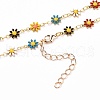 Daisy Link Chain Necklaces & Bracelets Jewelry Sets SJEW-JS01138-01-5