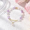 Natural Aquamarine & Rose Quartz & Amethyst Round Beaded Bracelets BJEW-JB11925-03-1
