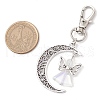 Angel Glass & Hollow Moon Alloy Pendant Decorations HJEW-JM02777-3
