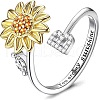 Adjustable Brass Rhinestone Rotating Cuff Rings FS-WG5B177-02-1