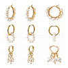 Kissitty 3 Pairs 3 Style Natural Pearl Beaded Hoop Earrings for Girl Women EJEW-KS0001-02-10