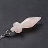 Natural Rose Quartz Pointed Dowsing Pendulums AJEW-B020-05P-07-5