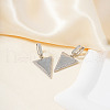 Stylish Minimalist Brass Clear Cubic Zirconia Triangle Hoop Earrings DS3837-1-2