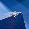 Rhodium Plated 925 Sterling Silver Cat Open Cuff Ring for Women JR861A-4