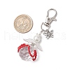 Flower Angel Glass Pearl & Glass Seed Pendant Decorations HJEW-MZ00239-5