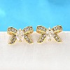 Bowknot Brass Micro Pave Clear Cubic Zirconia Stud Earrings EJEW-G433-05G-2