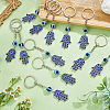 DICOSMETIC 12Pcs Hamsa Hand with Evil Eye Alloy Rhinestones Keychains KEYC-DC0001-25-4
