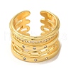 Chain Shape Brass Micro Pave Cubic Zirconia Open Cuff Rings RJEW-U008-14G-2