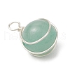 4Pcs 4 Styles Natural Rose Quartz & Green Aventurine & Amethyst & Carnelian Copper Wire Wrapped Ball Pendants PALLOY-TA00217-02-4