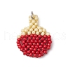2Pcs 2 Styles Glass Seed Beaded Charms PALLOY-MZ00479-2