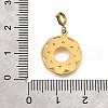Flat Round with Flower 304 Stainless Steel Pendant Decorations STAS-H202-38G-3