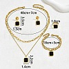 Rectangle Brass Pendant Necklaces & Stud Dangle Earrings & Charm Bracelets & Rings Sets FS-WG9F4AF-01-5