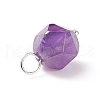 Faceted Natural Amethyst  Pendants PALLOY-JF01694-03-4