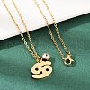 304 Stainless Steel Glass Drill Birth Stone Constellation Pendant Necklaces STAS-D305-08G-D-1