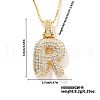 Elegant Brass Micro Pave Clear Cubic Zirconia 3D Initial Necklaces DV4415-15-1