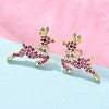 Brass Micro Pave Cubic Zirconia Stud Earrings EJEW-Q015-09G-1