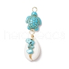 4Pcs 4 Styles Natural Cowrie Shell & Starfish Dyed Synthetic Turquoise Pendants PALLOY-JF03934-02-3