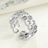 Fashionable Brass Micro Pave Cubic Zirconia Adjustable Cuff Rings FS-WG530FC-01-1