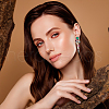 ANATTASOUL 4 Pairs 4 Colors Rhinestone Teardrop Flower Dangle Stud Earrings EJEW-AN0004-16-5