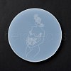Mother's Day Theme Flat Round Cup Mat Silicone Molds DIY-I088-08-4