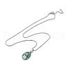 Rack Plating Natural Paua Shell Pendants Necklace NJEW-B104-01H-01P-2