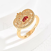 Elegant Hollow Brass Micro Pave Cubic Zirconia Adjustable Finger Rings for Women US0162-4-1