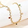 304 Stainless Steel Rope Chain Colorful Cubic Zirconia Tassel Necklaces for Women NJEW-V015-01G-B-3