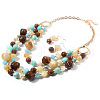 Alloy & Resin Beaded Multilayer Necklaces & Dangle Earrings Sets FS-WGF1004-04-2