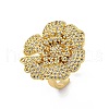 Brass Micro Pave Clear Cubic Zirconia Cuff Rings for Women RJEW-H248-04G-4