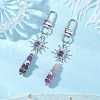 Copper Wire Wrapped Natural Amethyst Pointed Bullet Pendant Decorations HJEW-JM03104-02-2