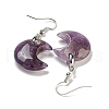 Rack Plating Moon Brass Dangle Earrings for Women EJEW-B064-02P-08-2