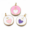 Brass Enamel Pendants ZIRC-T014-033G-NF-2