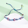 Flower Glass Seed Beaded Braided Bead Bracelets for Women Frineds BJEW-F493-10B-4
