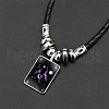 Alloy & Glass & Imitation Leather Cord Pendant Necklaces WGFA685-01-1