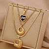304 Stainless Steel & Black Acrylic Love Heart Pendant 3 Layer Necklaces for Women FS-WG3B4D3-08-1