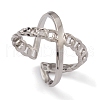 304 Stainless Steel Criss Cross Open Cuff Rings for Women RJEW-G285-72P-1