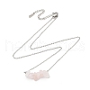 Natural Rose Quartz Chip Pendant Necklaces NJEW-JN05097-01-3