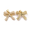 Bowknot Brass Micro Pave Clear Cubic Zirconia Pendants KK-G406-20G-2