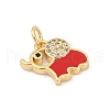 Brass Pave Cubic Zirconia with Enamel Pendants KK-U062-37G-01-2