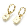 Brass Micro Pave Clear Cubic Zirconia Dangle Huggie Hoop Earrings KK-R137-012-NF-3