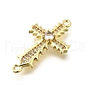 Brass Pave Clear Cubic Zirconia Religion Connector Charms KK-Q066-14G-2