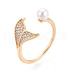 Brass Micro Pave Clear Cubic Zirconia Cuff Ring Settings KK-T076-14G-6