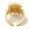 Rack Plating Brass Micro Pave Clear Cubic Zirconia Cuff Ring RJEW-P104-03G-3