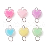 6Pcs 6 Colors Acrylic Bead in Bead Heart Connector Charms PALLOY-JF03342-02-1