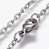 Non-Tarnish 304 Stainless Steel Textured Cable Chain Necklaces NJEW-F248-25A-P-2